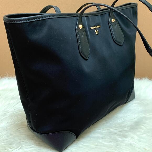 MICHAEL KORS Large Black Gabardine Nylon EVA Shopper Tote Saffiano Leather Trim - Picture 5 of 16